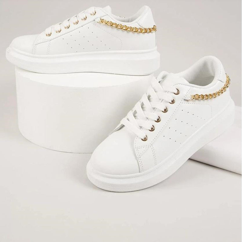 Women's Thick Sole Metal Chain Casual Sports Sneakers