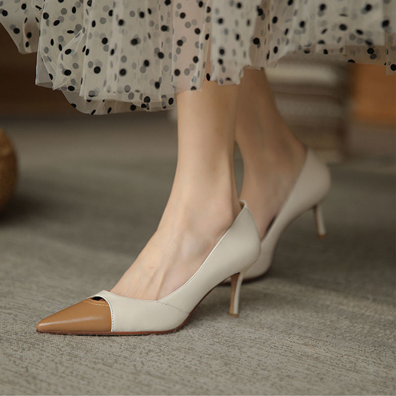 Women's Color Matching Fashion Style Pointed Toe Stiletto Women's Shoes