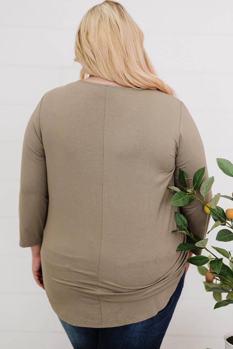 3/4 Sleeve Hollow Out Neckline Plus Size Top