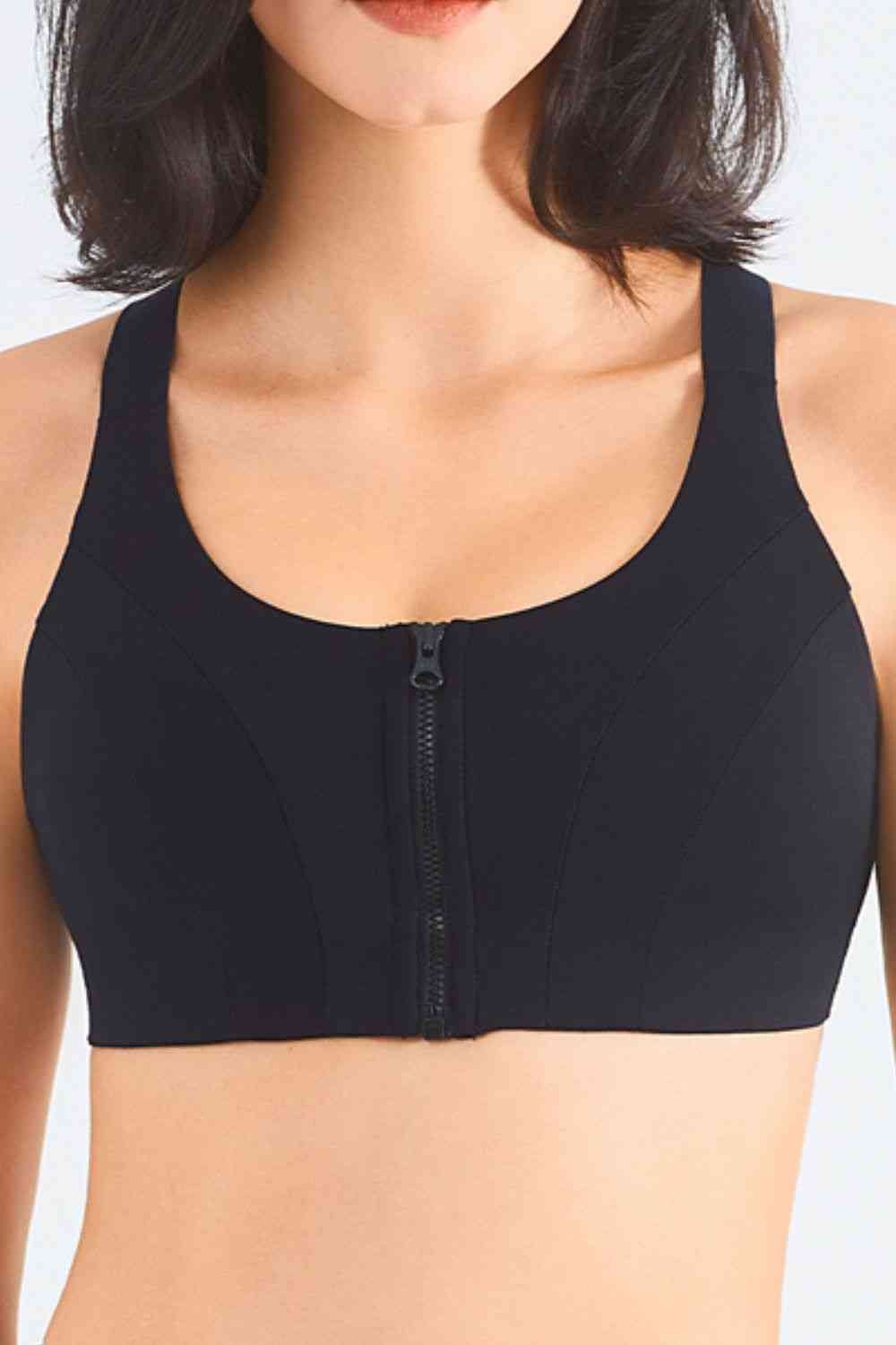 Zip-Up Racerback Sports Bra