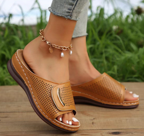 breathable casual shoes solid color wedge heel women's shoes