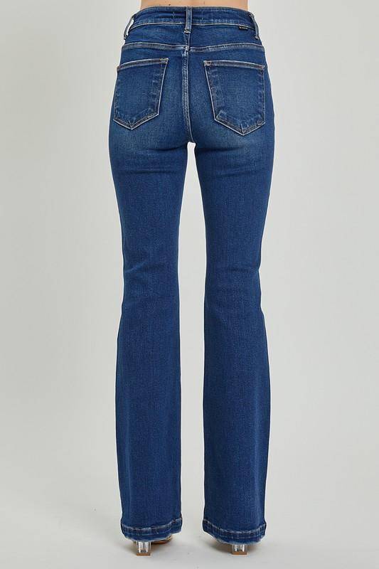 Risen High Rise Button Down Boot Cut Jeans