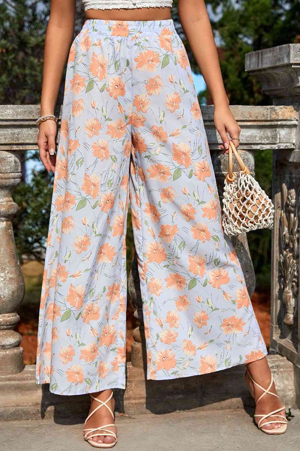 Printed Wide Leg Long Pants