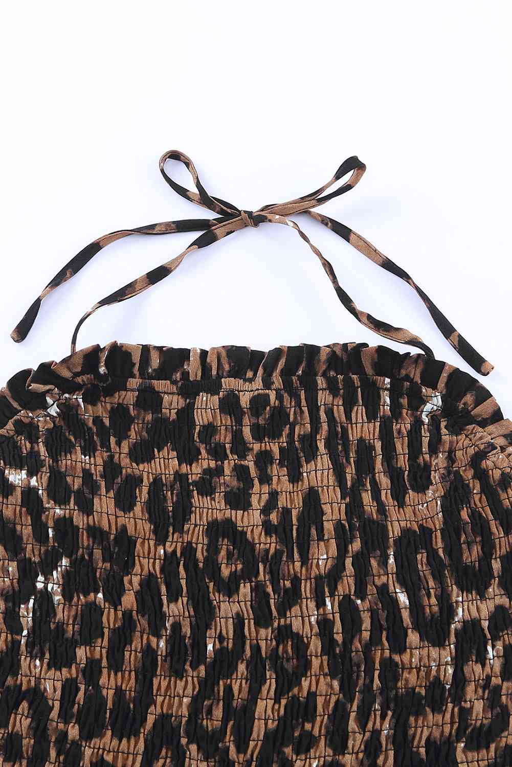 Leopard Smocked Halter Neck Jumpsuit