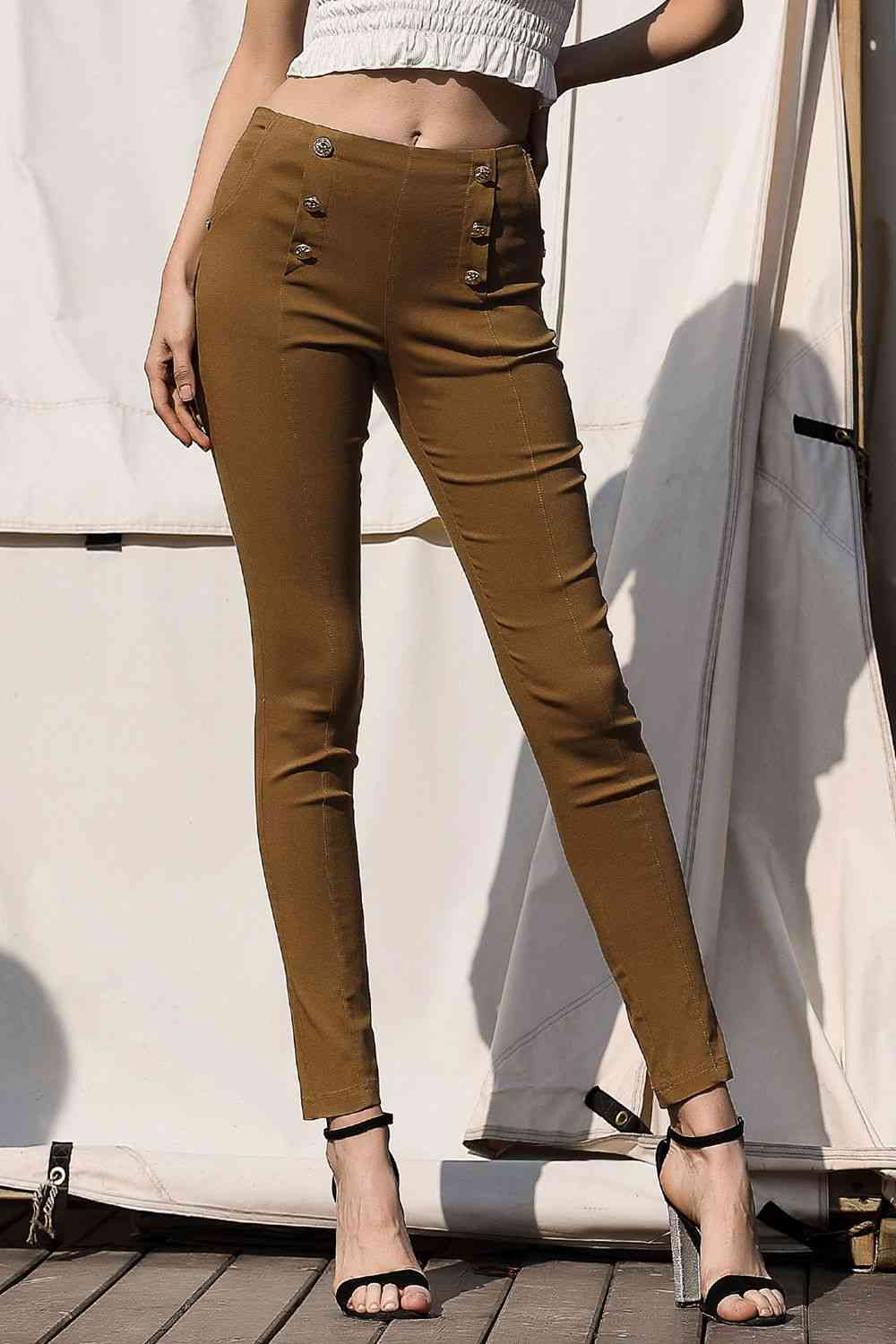 Double-Breasted Skinny Pants