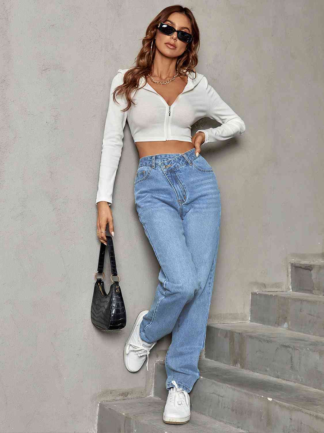 Asymmetrical Straight Leg Jeans