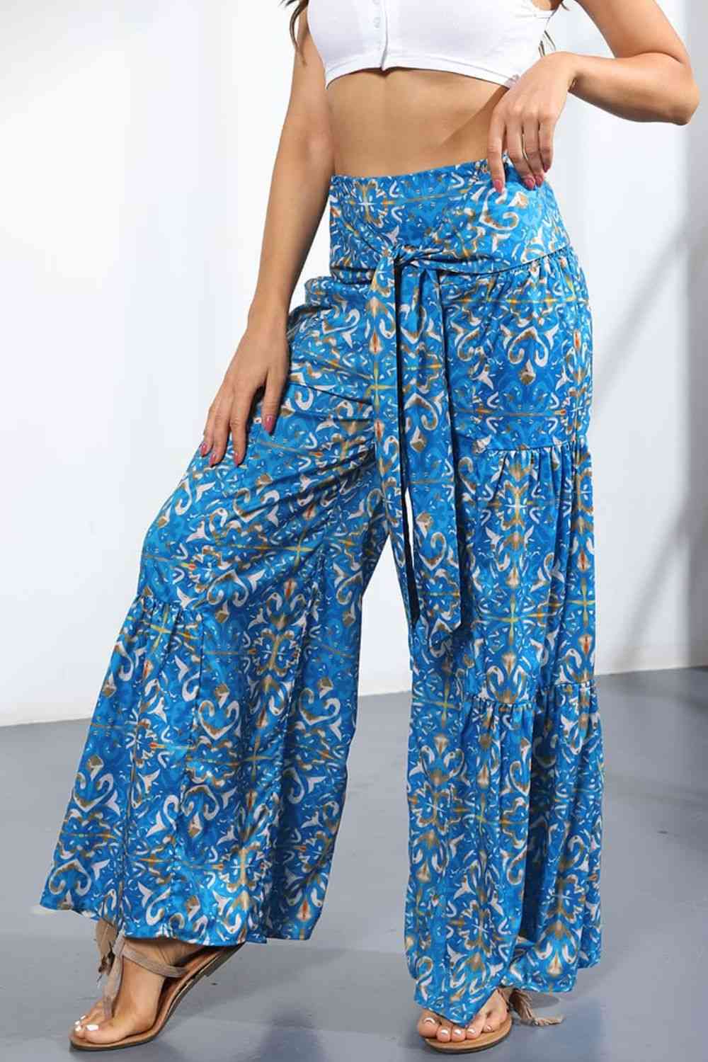 Printed High-Rise Tied Culottes