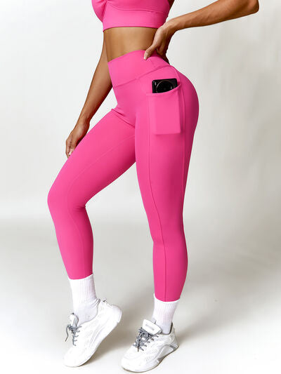 Ruched Pocketed High Waist Active Leggings