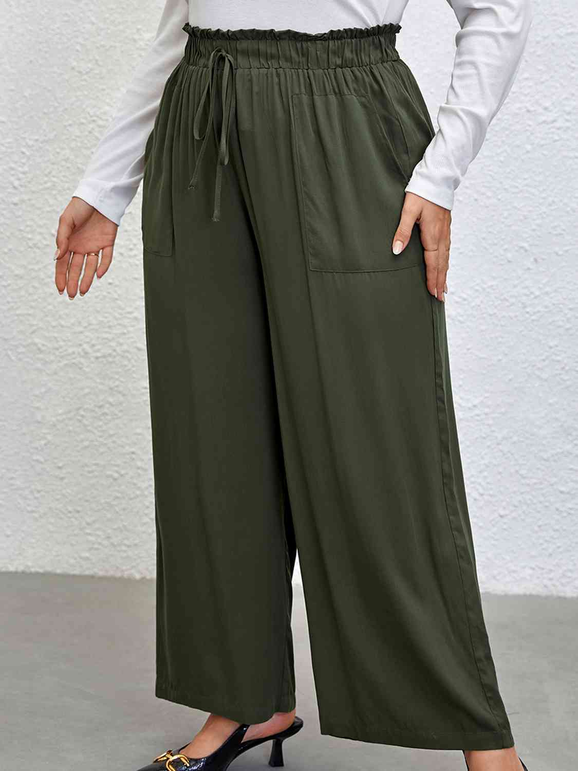 Plus Size Tied Wide Leg Pants