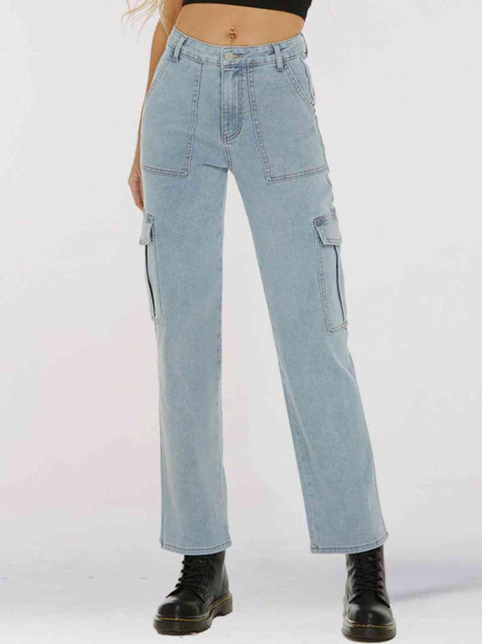 Straight Leg Jeans with Pockets