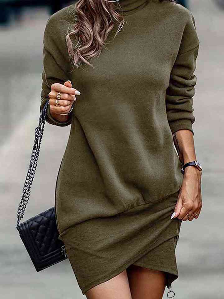 Round Neck Long Sleeve Mini Dress