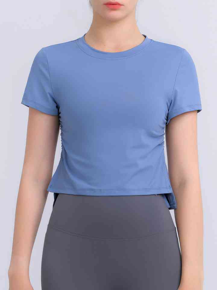 Round Neck Short Sleeve Active Top